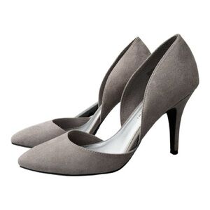 Christian Siriano Elegant Gray Faux Suede High Heels Pumps Size 8